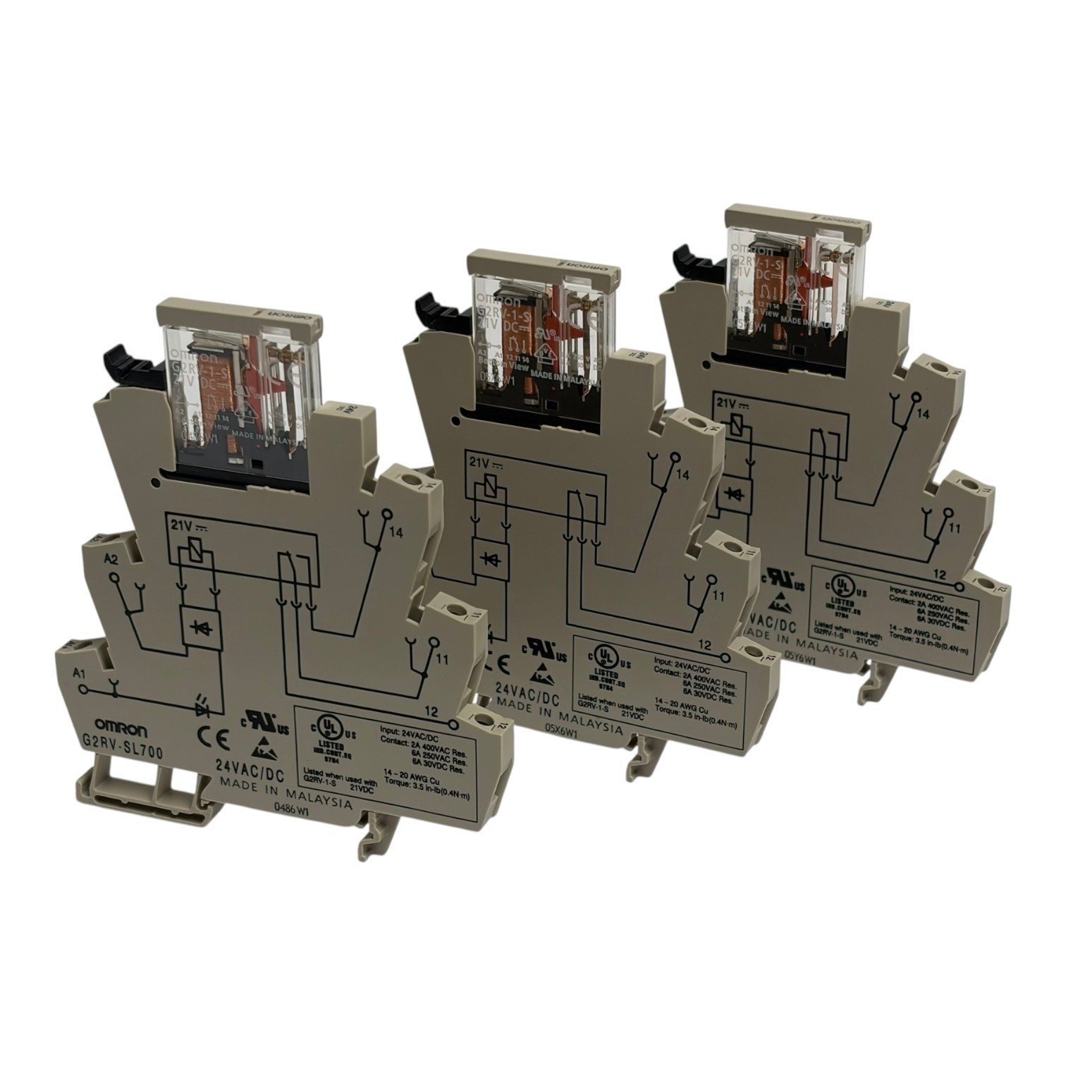Used Omron G2RV-SL700 24VAC/DC Slim IO Relay Lot of 3 - New Surplus