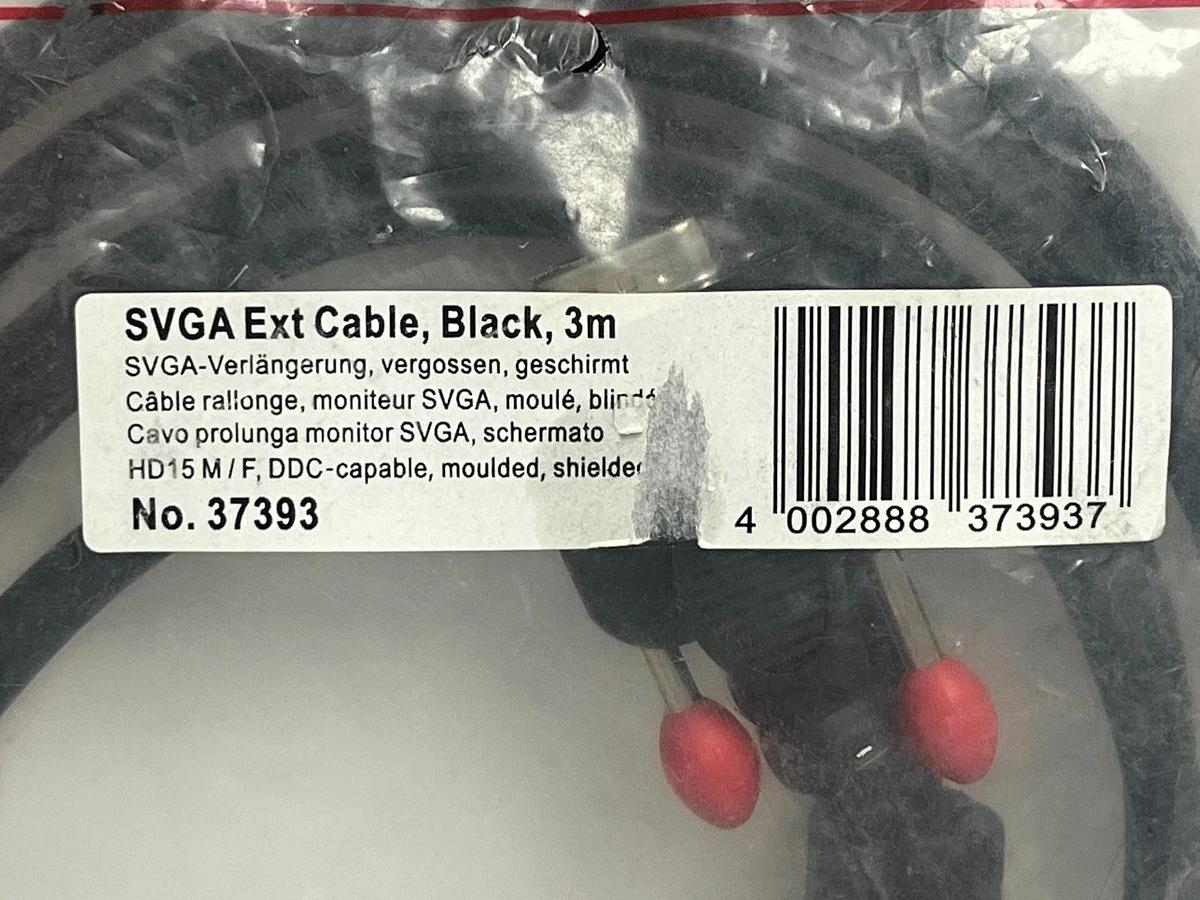 Lindy 37393 SVGA Monitor Extension Cable Black 3m HD15 M/F Shielded NEW