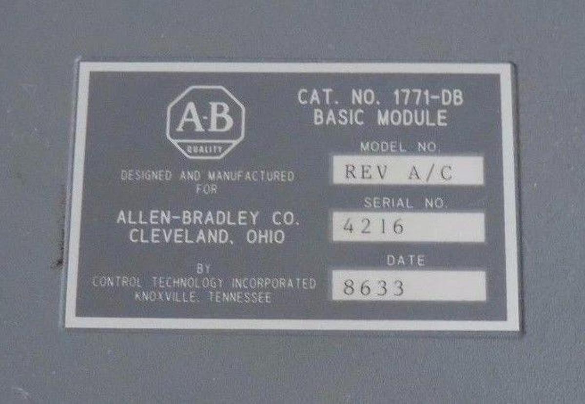 Used ALLEN BRADLEY 1771-DB BASIC MODULE REV A/C 1771DB