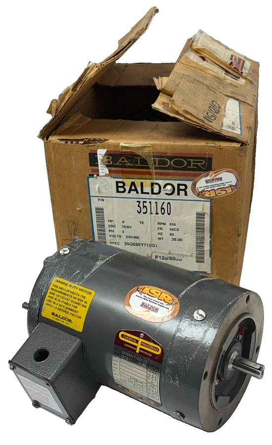 Used Baldor 351160 0.6HP 56CZ 3 Phase 850 RPM TENV Marine Duty AC Motor New Surplus