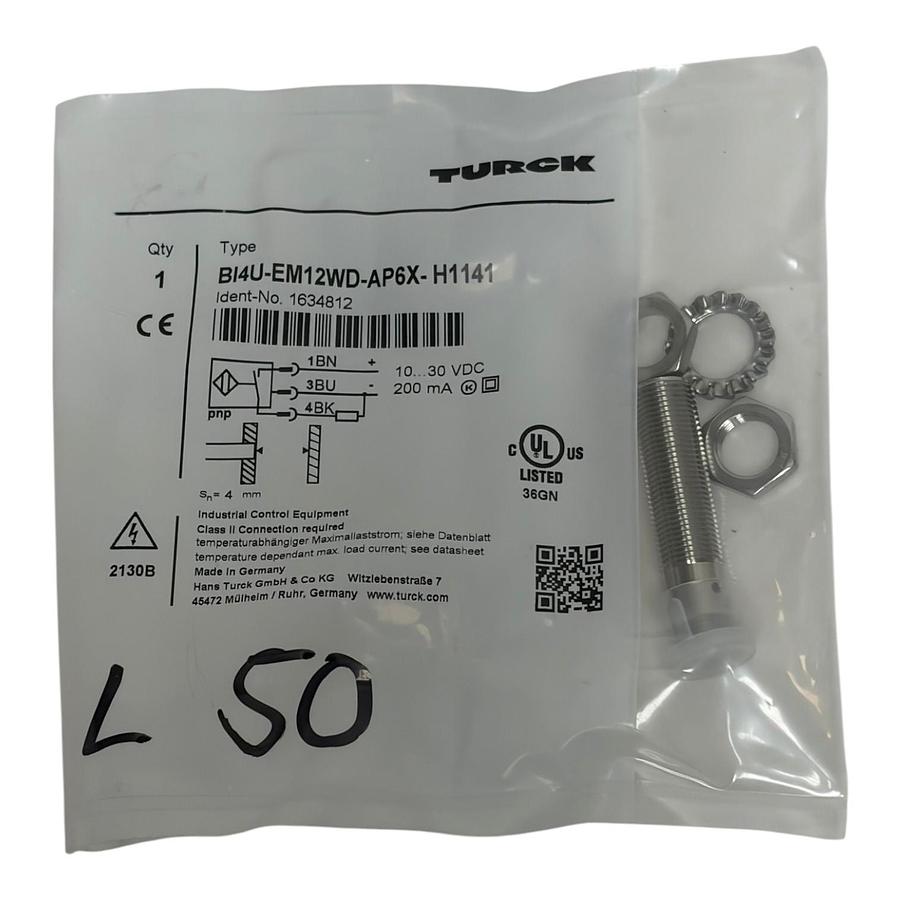 Turck BI4U-EM12WD-AP6X-H1141 Inductive Proximity Sensor 1634812 M12 PNP New