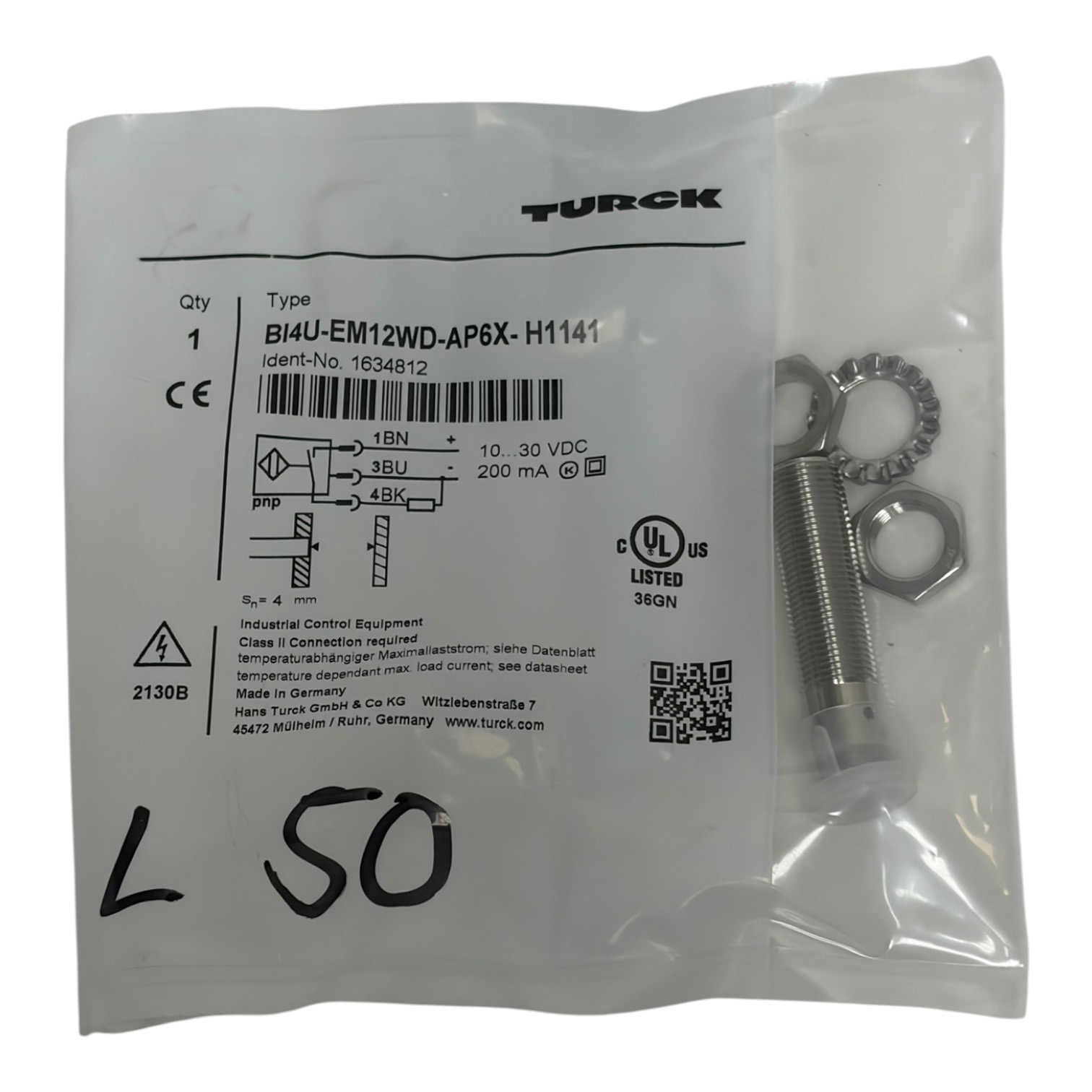 Turck BI4U-EM12WD-AP6X-H1141 Inductive Proximity Sensor 1634812 M12 PNP New