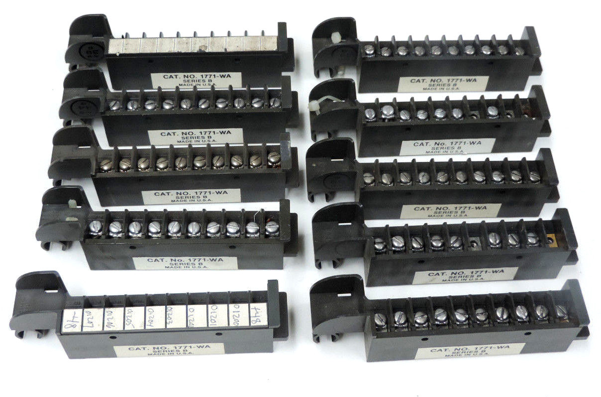 Used LOT OF 10 ALLEN BRADLEY 1771-WA FIELD WIRING ARMS, 1771WA SER. B