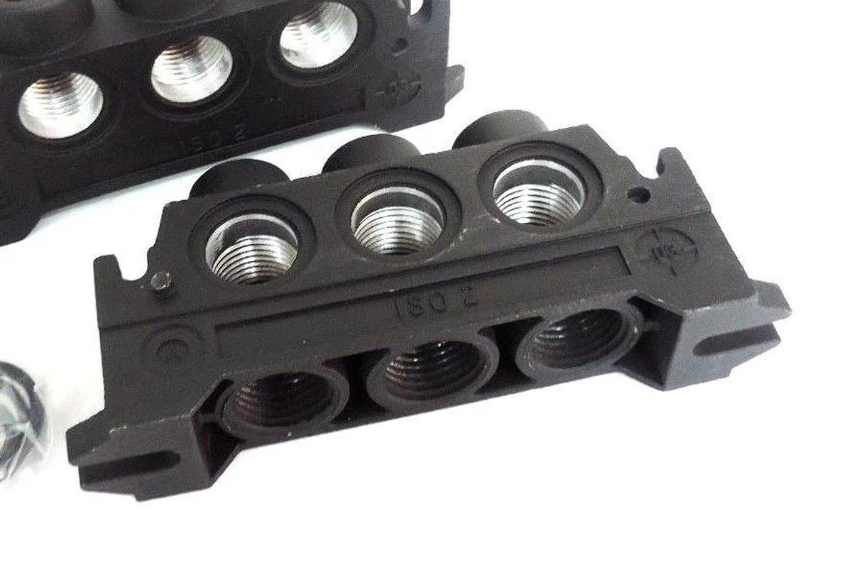 LOT OF 2 NEW NORGREN ISO 2 END PLATE MANIFOLD BLOCKS