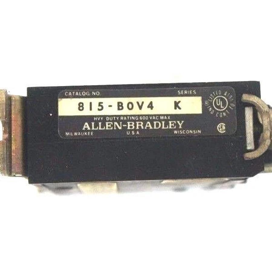 Used ALLEN BRADLEY 815-BOV4 MANUAL RESET OVERLOAD RELAY SER. K, 815BOV4