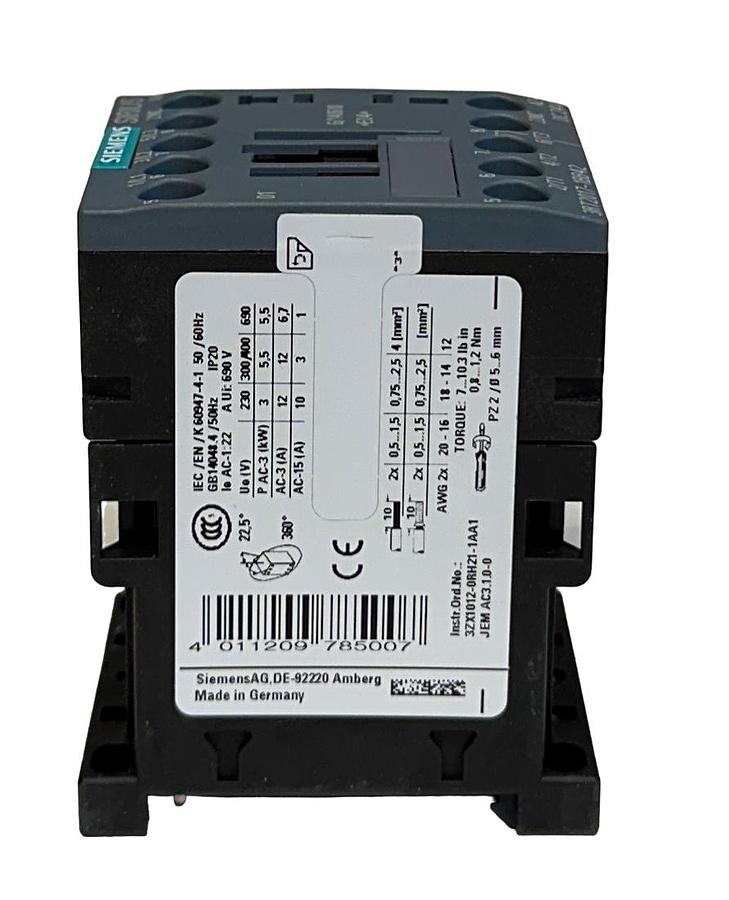 Used 3 SIEMENS 3RT2017-1BB42 / 3RT20171BB42 SIRIUS CONTACTORS 24VDC 5.5kW/400V NSMP