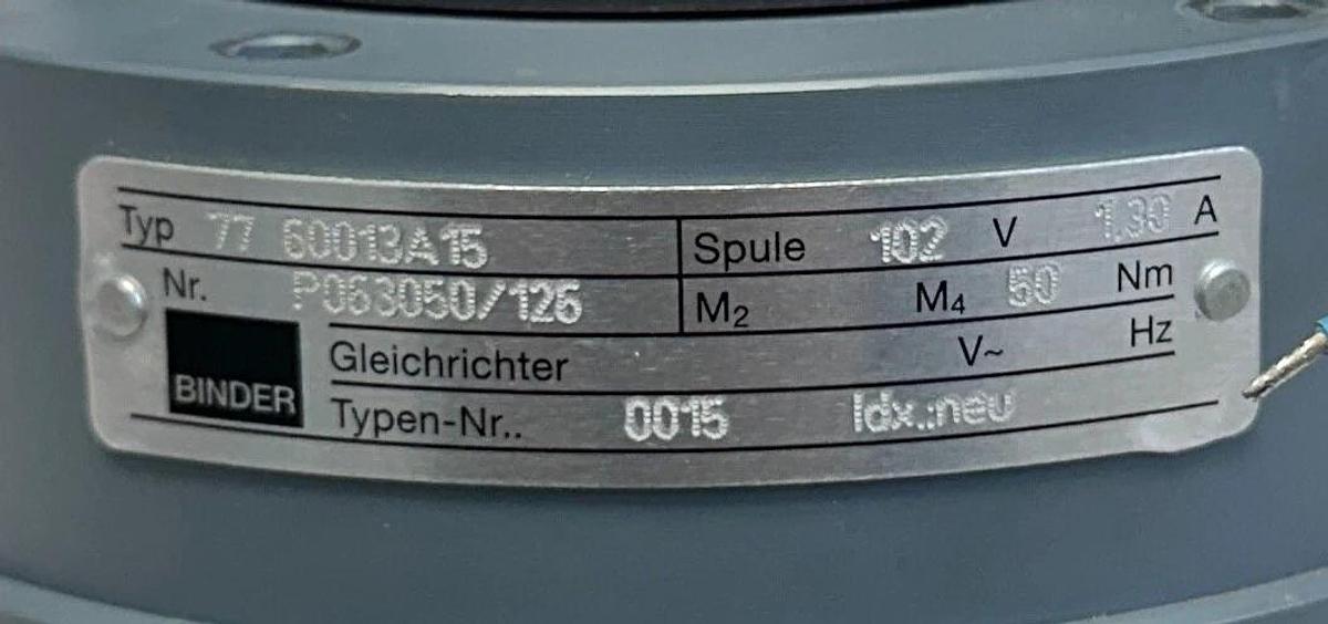 Used BINDER 77 60013A15 / 7760013A15 ELECTROMAGNETIC CLUTCH BRAKE 102V 50Nm USNP