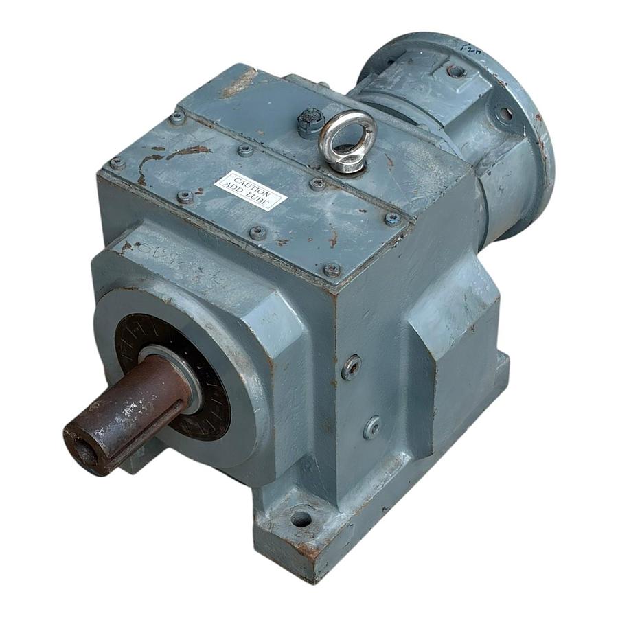 Used Industrial Gray Right Angle Inline Gear Reducer C-Face Input Keyed Shaft Used
