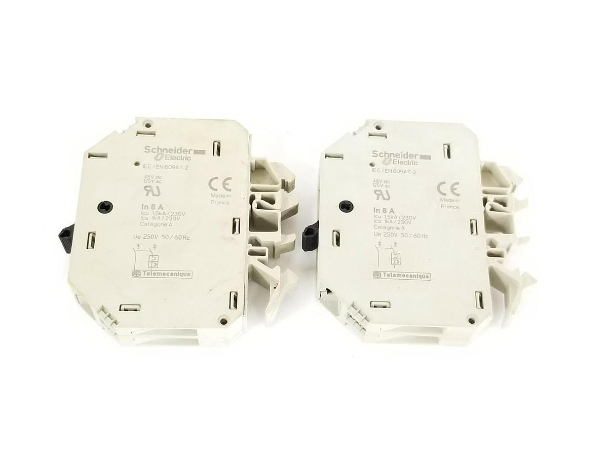 Used LOT OF 2 SCHNEIDER ELECTRIC GB2-CD14 CIRCUIT PROTECTORS 8A 48VDC 125VAC GB2CD14