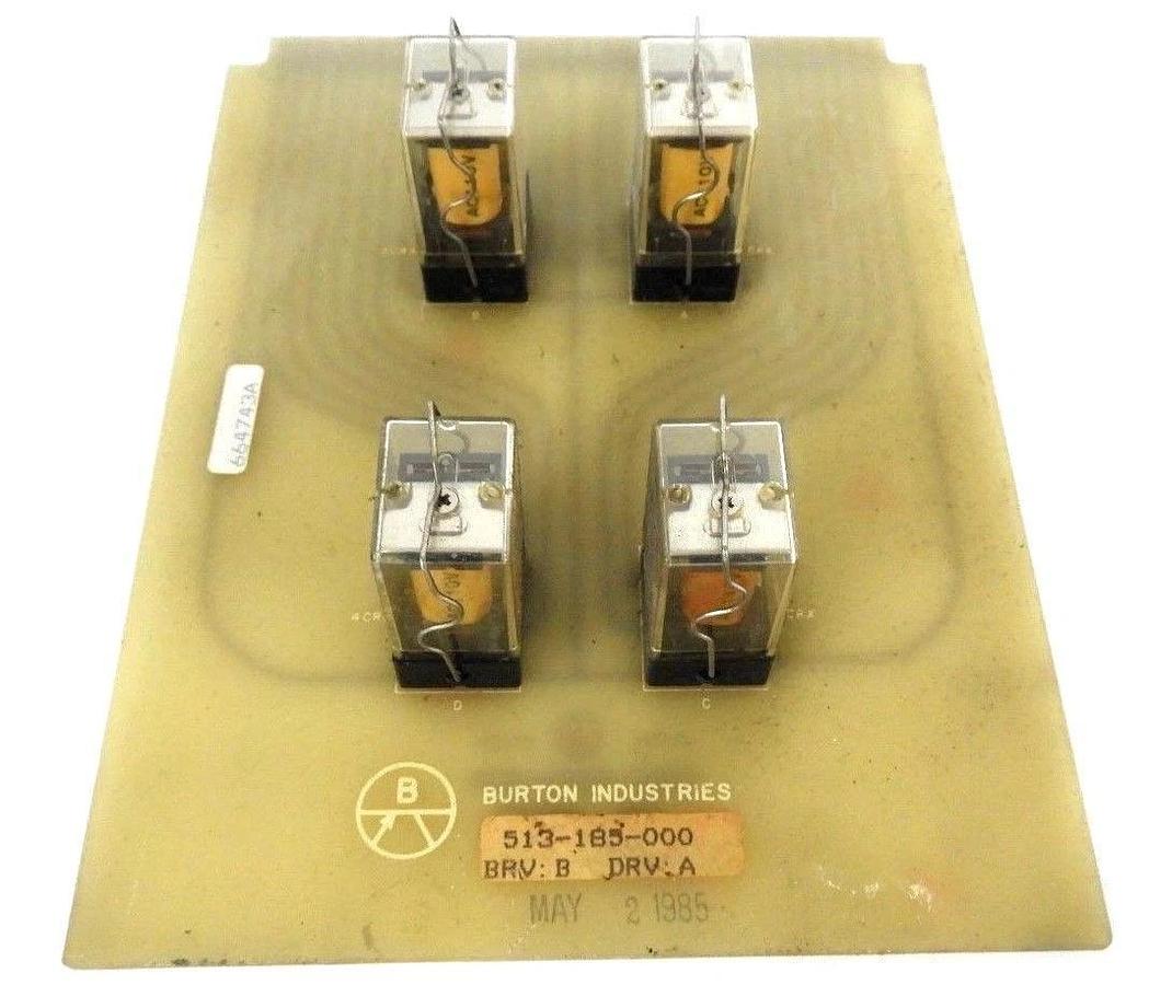 Used BURTON EMERSON 513-185-000 RELAY BOARD BRV: B DRV: A