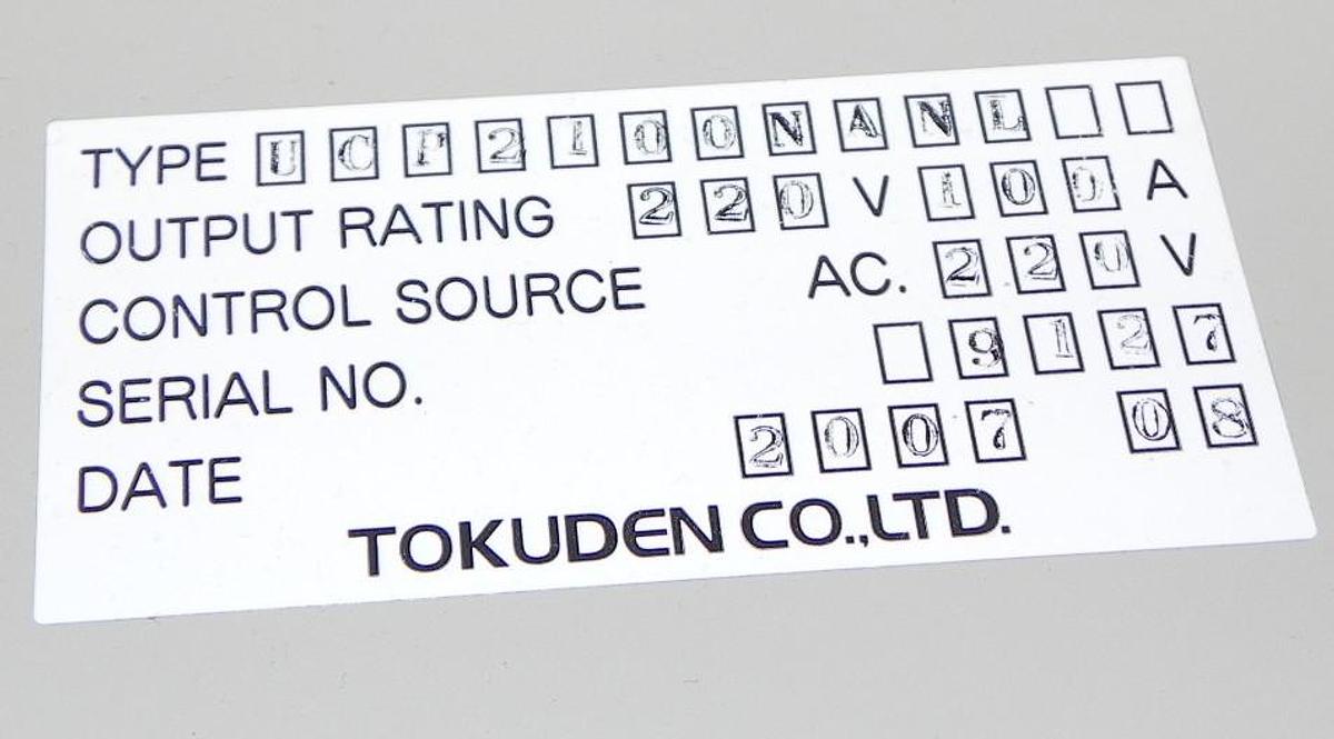 Used NEW TOKUDEN UCP2060NANL TRANSFORMER, OUTPUT 220V, 100A, 2007 08