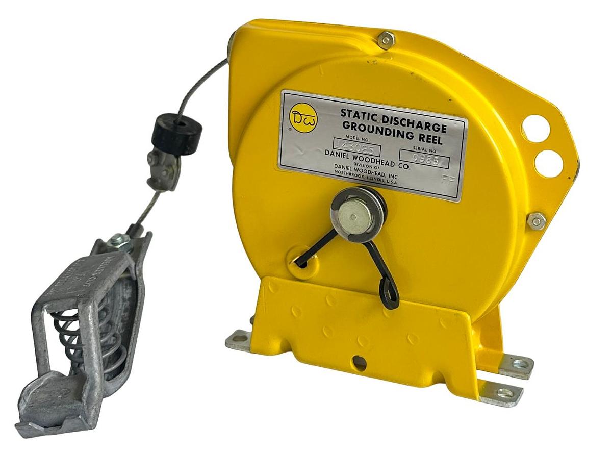 Used NEW DANIEL WOODHEAD 143025 STATIC DISCHARGE GROUNDING REEL 25FT CABLE NOS