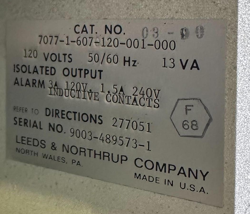 Used NEW LEEDS & NORTHRUP 7077-1-607-120-001-000 / 70771607120001000 SULFURIC BY WGHT