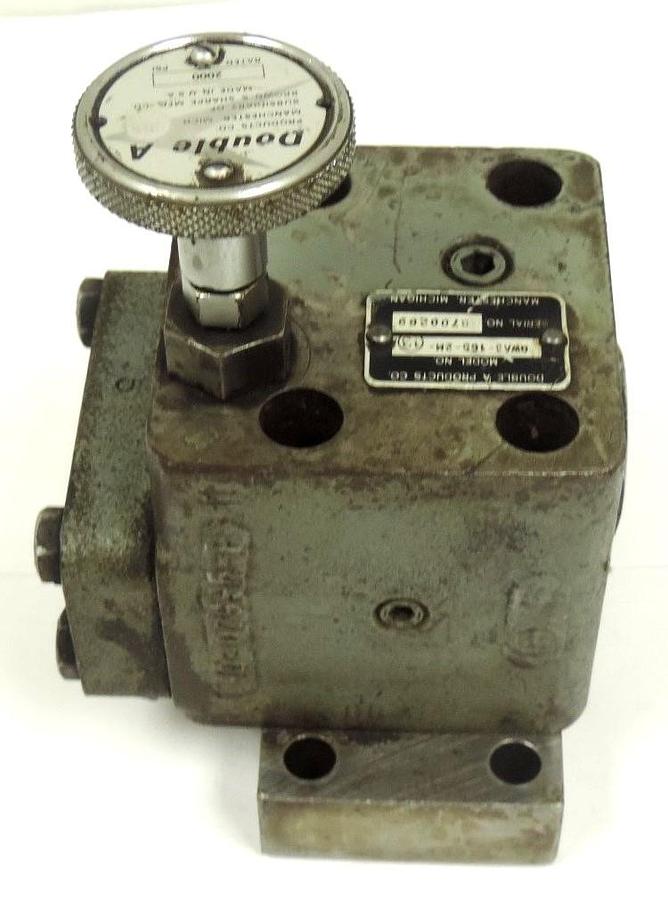 Used DOUBLE A PRODUCTS QWA3-165-2M-13 PRESSURE RELIEF VALVE QWA31652M13, 2000 PSI