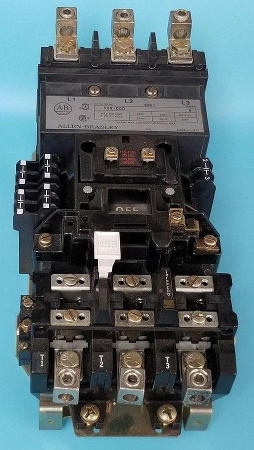 Used ALLEN BRADLEY 509-DOD STARTER SER. A, COIL: CD236 115-120V 60HZ, 595-AA , 595-A