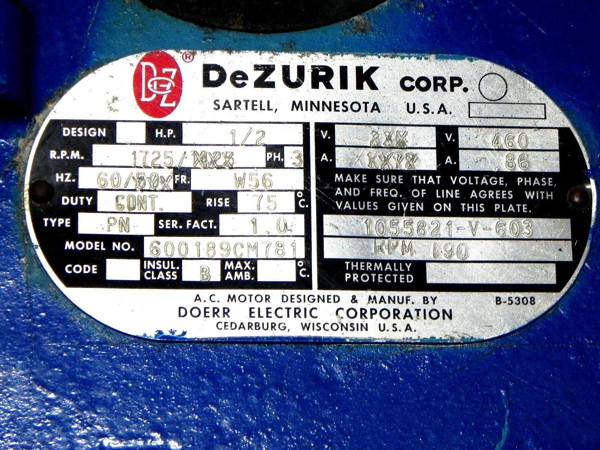 Used DEZURIK 600189CM781 CONSISTENCY TRANSMITTER ROTARY