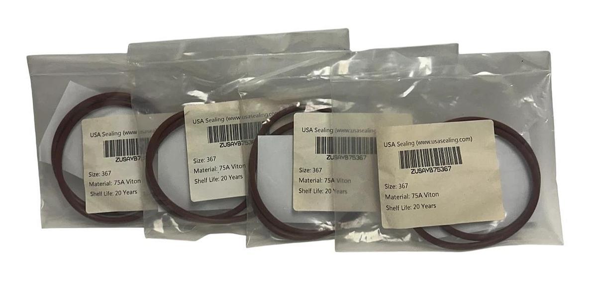 Used 4 USA SEALING ZUSAVB75367 VITON O-RINGS DUROMETER 75A SIZE 367 OEM BROWN NSFS