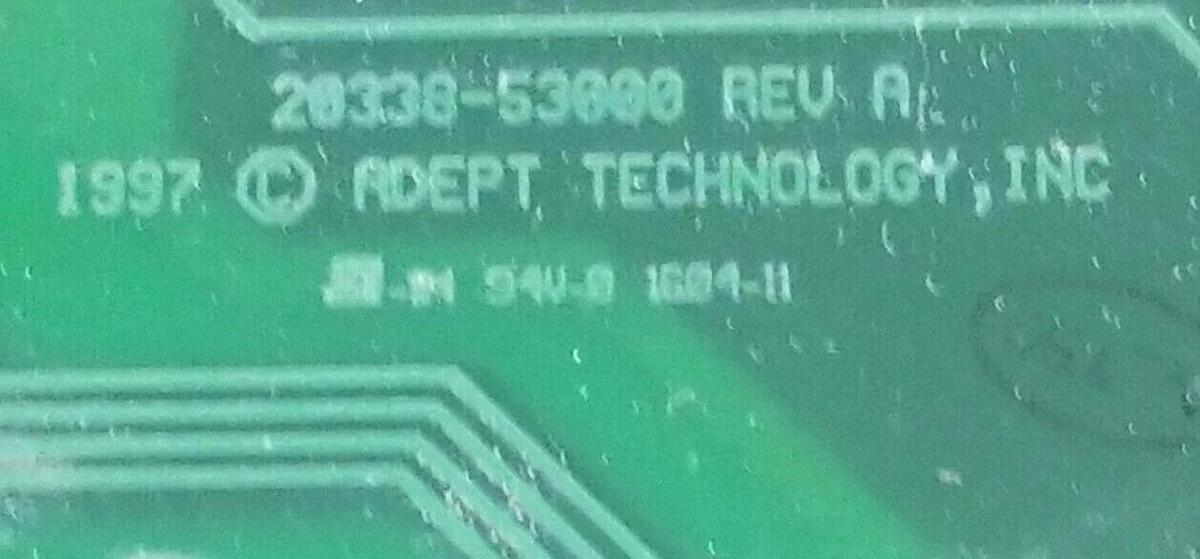Used ADEPT TECH 20338-53000 REV. A DUAL C AMP BOARD 2033853000, 10338-53100 REV. H