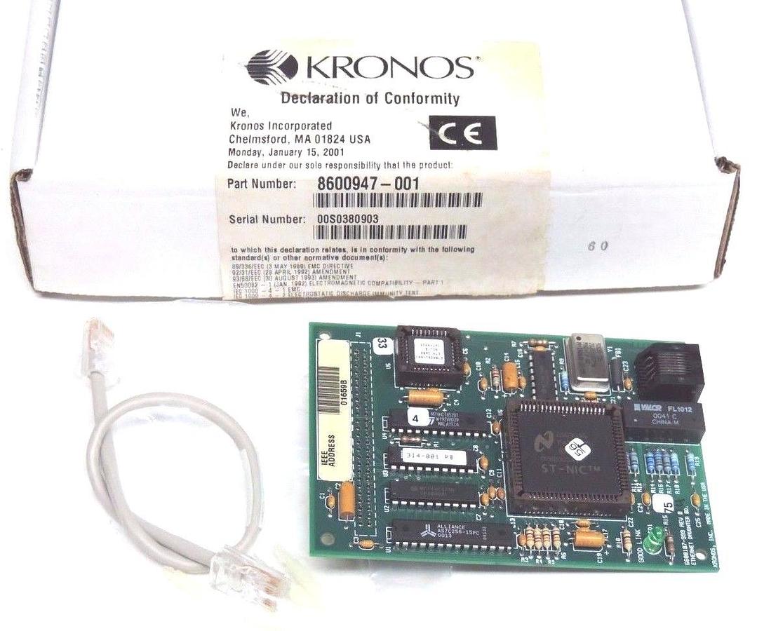Used NIB KRONOS 8600947-001 ETHERNET BOARD KIT 6600187-999 REV. B, 8600947001