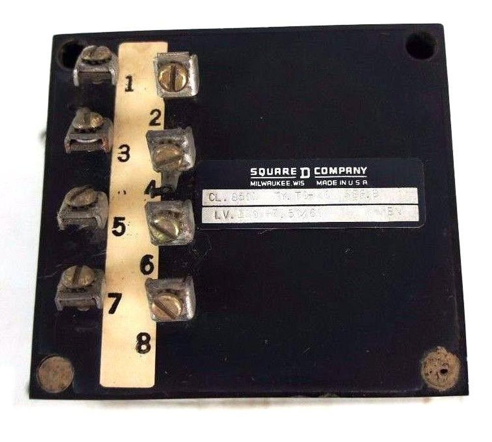 Used SQUARE D 8501T020 RELAY SER. B LV. 120 HZ. 50/60 CL. 8501 TY. T0-20