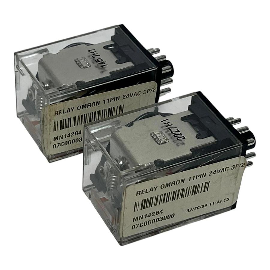 Lot of 2 Omron MK3P5-S 11-Pin Plug-in Relays 24VAC 3PDT 10A New Surplus
