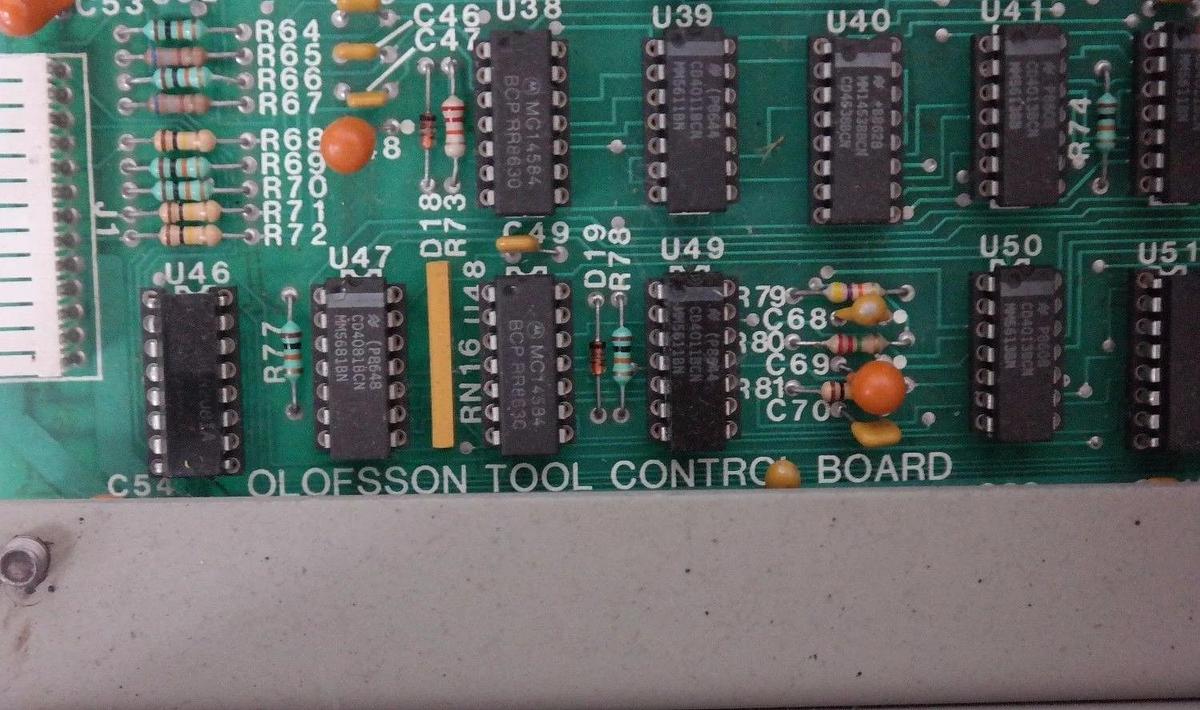 Used OLOFSSON TOOL EM651500*1 DIAMETER/DEPTH CONTROL PANEL W/ 12-10009 BOARD 1210009