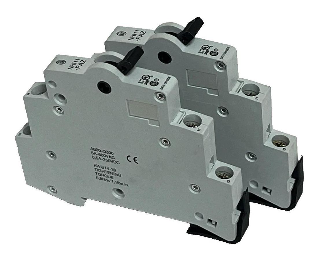 Lot of 2 Moeller HI11-FAZ Auxiliary Contact Blocks | Side Mount | 1NO/1NC