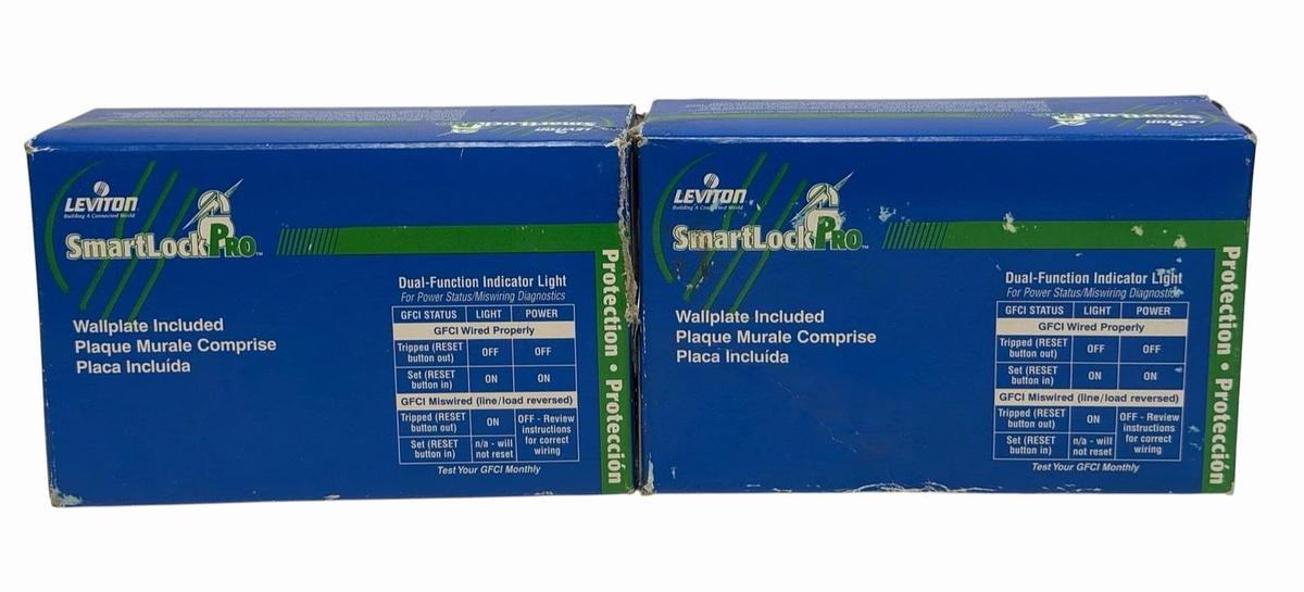 LOT OF 2 NIB LEVITON 7899 SMARTLOCK PRO GFCI RECEPTACLES 20A-15V BROWN