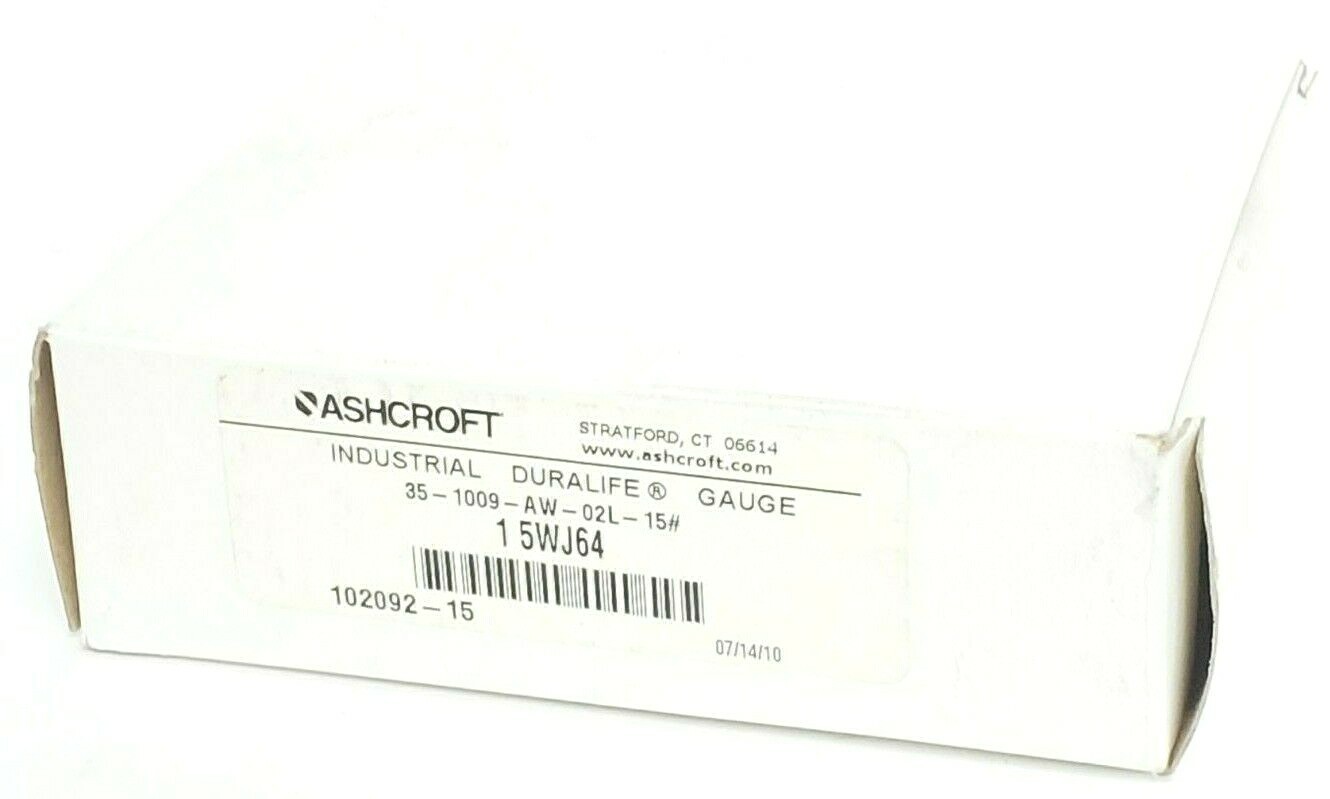NIB ASHCROFT 35-1009-AW-02L-15# INDUSTRIAL GAUGE 15WJ64 102092-15