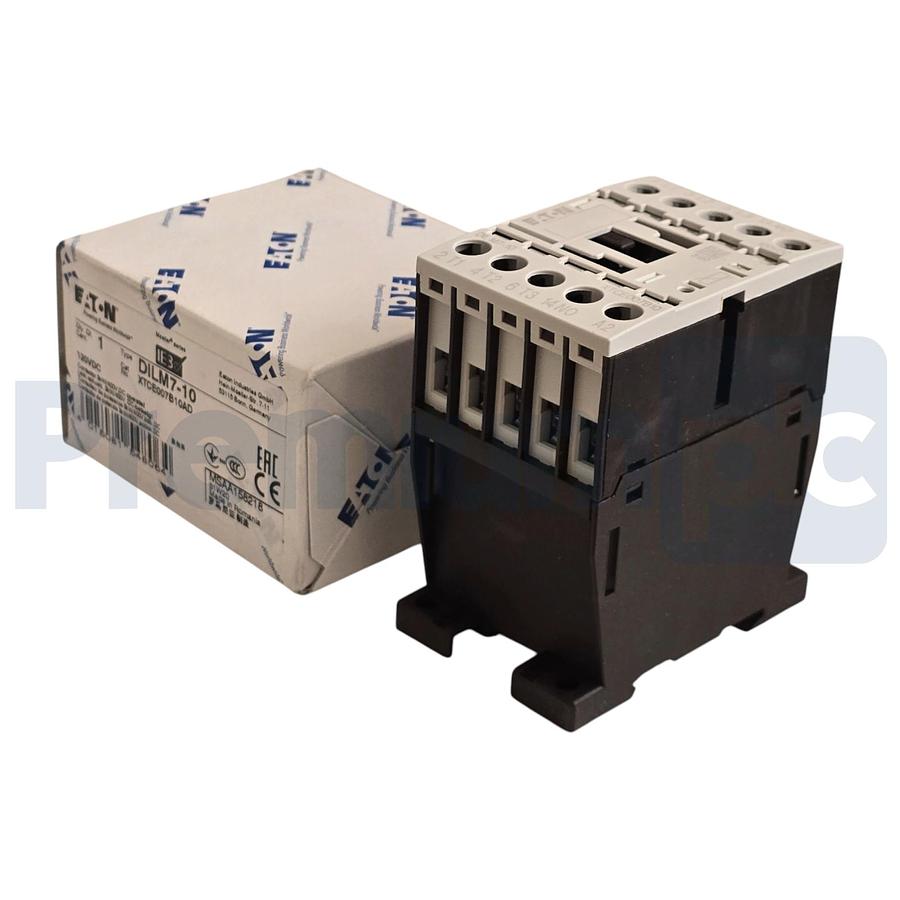 Used EATON XTCE007B10AD - DILM7-10 XT IEC CONTACTOR 7A, 120V DC COIL, 3P DILM710 NSMP