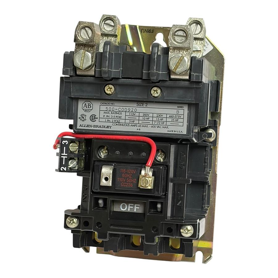 Used Allen-Bradley 500-C0D920 NEMA Size 2 AC Contactor 2-Pole Series B - New Surplus