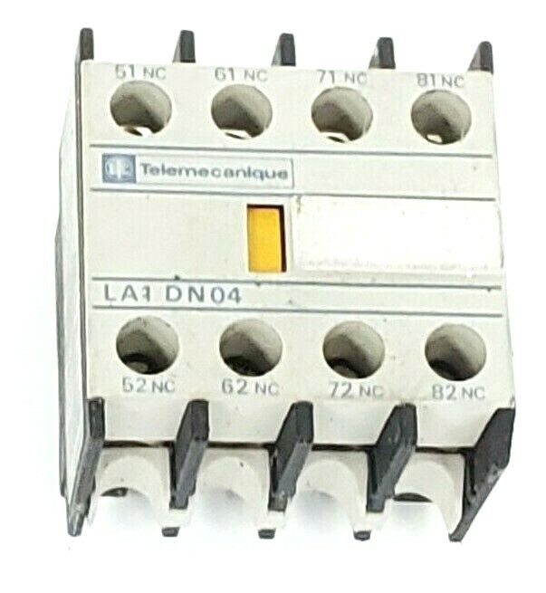 Used TELEMECANIQUE LA1DN04 AUXILIARY CONTACT BLOCK 4NC, LA1 DN04