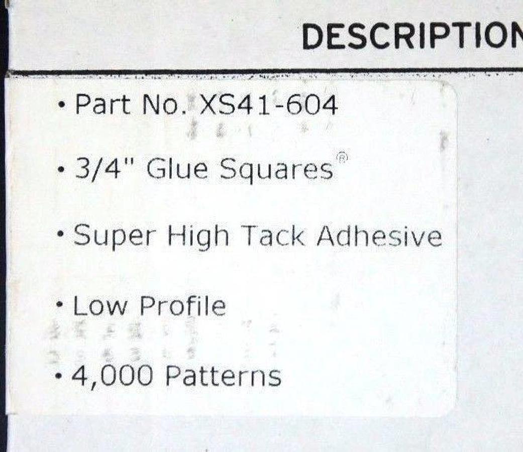 Used NIB GLUE DOTS XS41-604, 3/4" GLUE SQUARES 4,000 PATTERNS