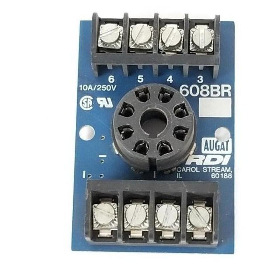 Used AUGAI RDI 608BR RELAY SOCKET BASE 10A, 250V, 8PIN, 620-0879