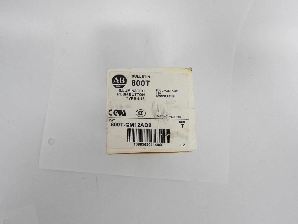 Used NEW ALLEN BRADLEY 800T-QM12AD2 ILLUMINATED PUSH BUTTON SER. T AMBER LENS 12V