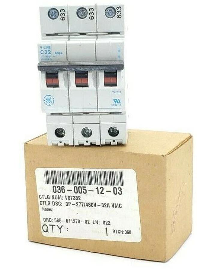Used NIB GENERAL ELECTRIC V07332 CIRCUIT BREAKER 32AMP 3P 277/480VAC