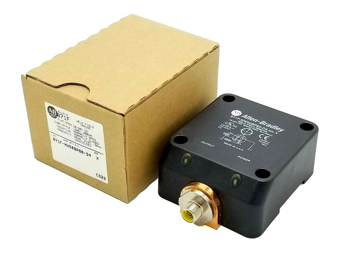 Used NIB ALLEN BRADLEY 871F-NW50BP80-D4 SER. X PROXIMITY SENSOR 871FNW50BP80D4