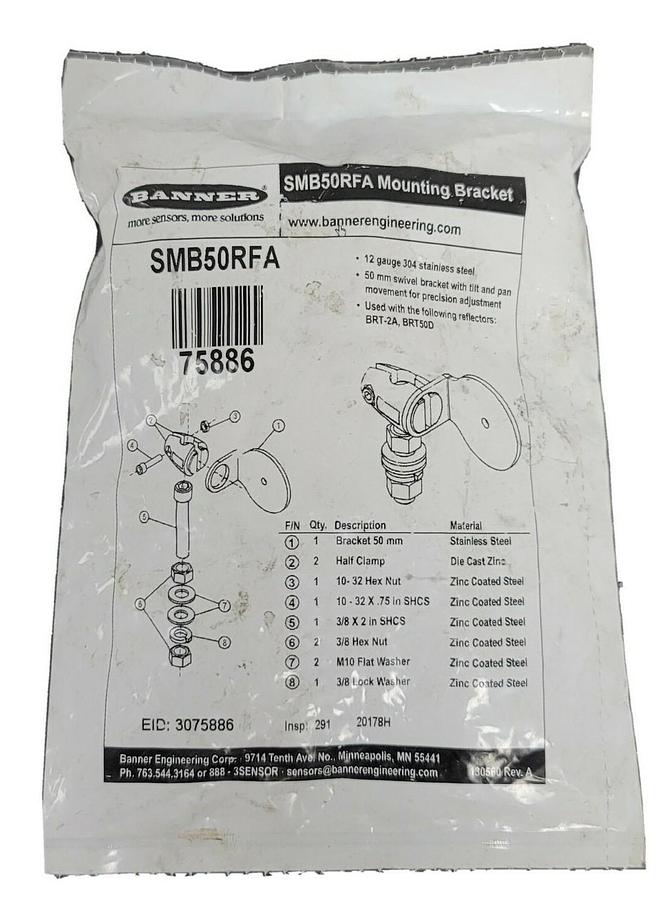 NEW BANNER SMB50RFA MOUNTING BRACKET 75886