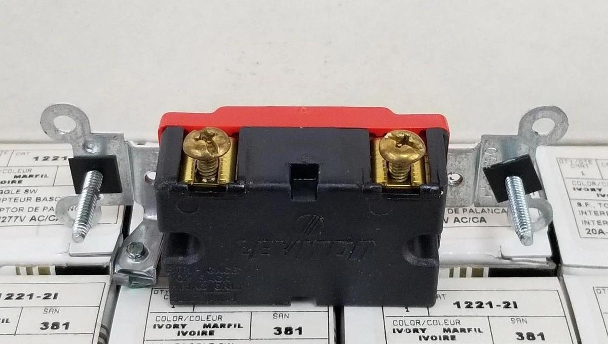 Used Box of 10 Leviton 1221-2I Ivory Toggle Switch 20A 120/277V Grounding - New
