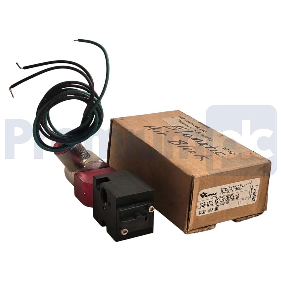 Used Versa Valve CGS-4232-NB1-XX-397-A120 4-Way 2-Pos Solenoid Valve 120VAC/60Hz NSMP
