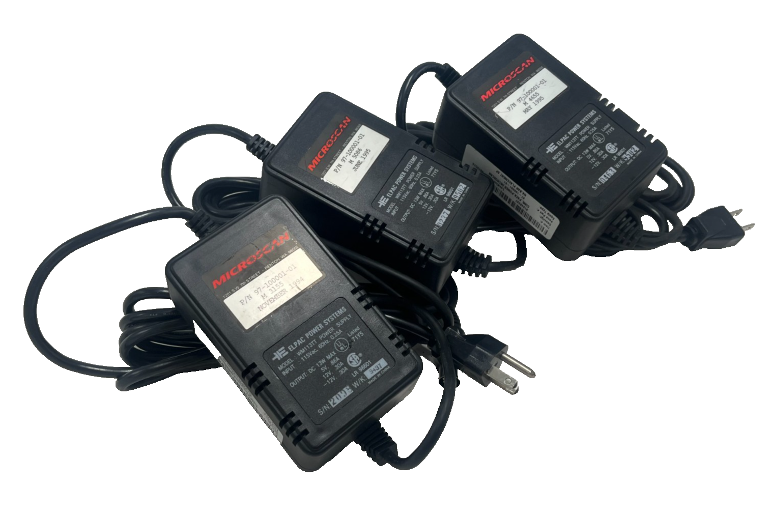 Used (3) Microscan 97-100001-01 Power Supply 115V WM113TT 5-in Din MS-3000 MS-5000