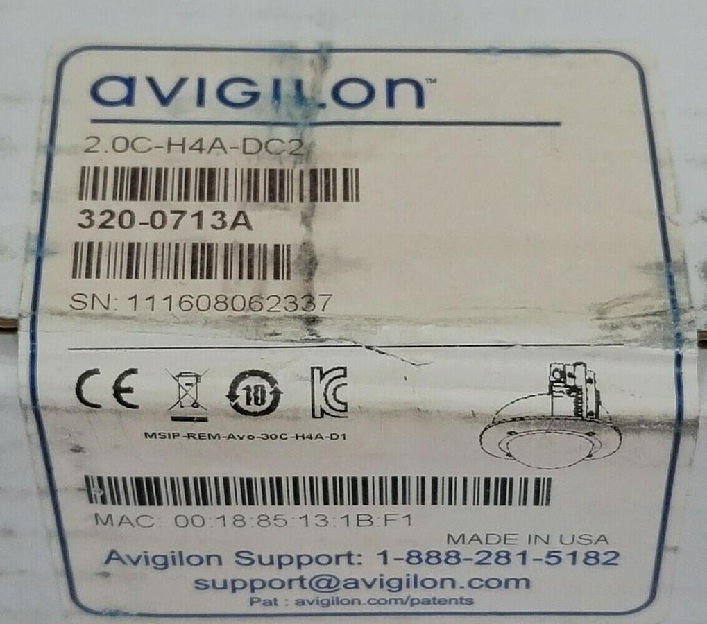 NEW SEALED AVIGILON 2.0C-H4A-DC2 H4 4K HD INDOOR IP DOME CAMERA 20CH4ADC2