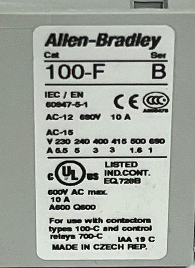 Allen-Bradley 100-FC31 Auxiliary Contact Block | Ser B 3NO/1NC Front Mount NSMP