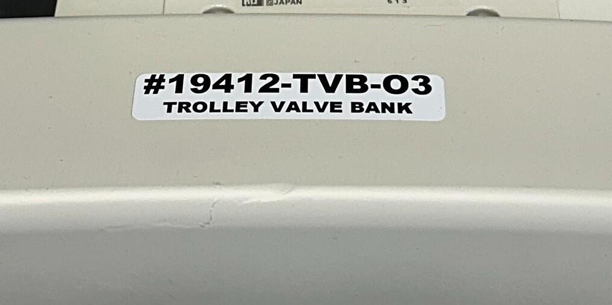 Used SMC 19412-TVB-03 / 19412TVB03 PNEUMATIC TROLLEY VALVE BANK VQ4301-5W 3-PORT NSNP