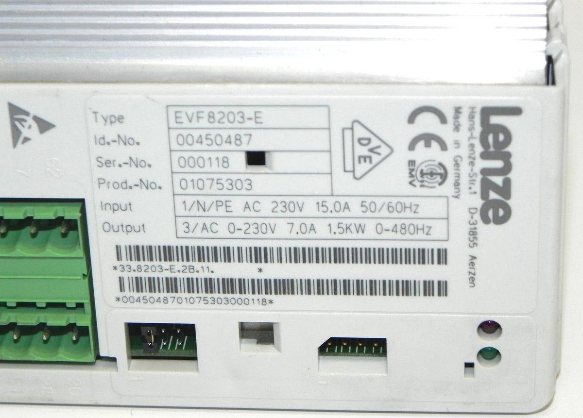 Refurbished REPAIRED LENZE EVF8203-E DRIVE AC AMPLIFIER 230VAC 50/60HZ ID #: 00450487