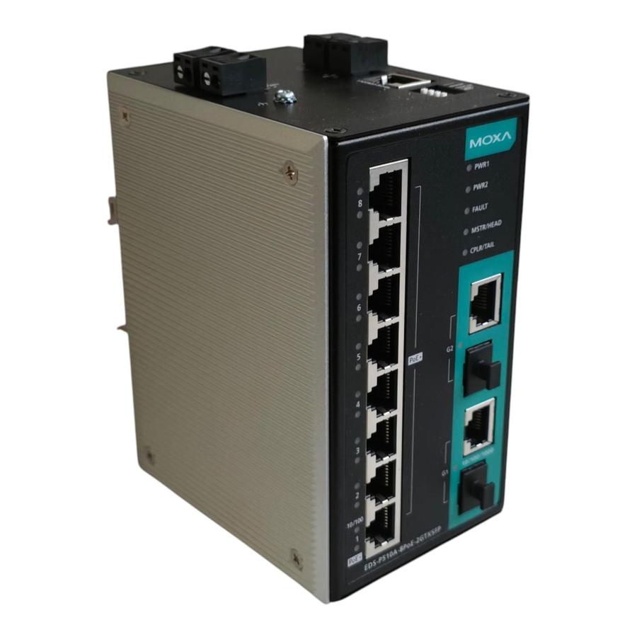 Used Moxa EDS-P510A Managed Ethernet PoE+ Switch EDS-P510A-8PoE-2GTXSFP V1.1.0 NSMP