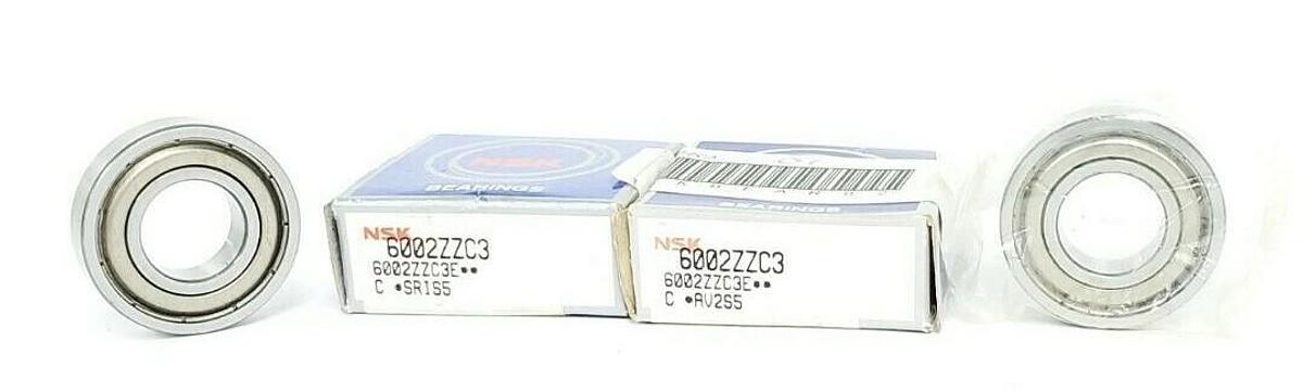 LOT OF 2 NIB NSK 6002ZZC3 SINGLE ROW DEEP GROOVE BALL BEARINGS 6002ZZC3E