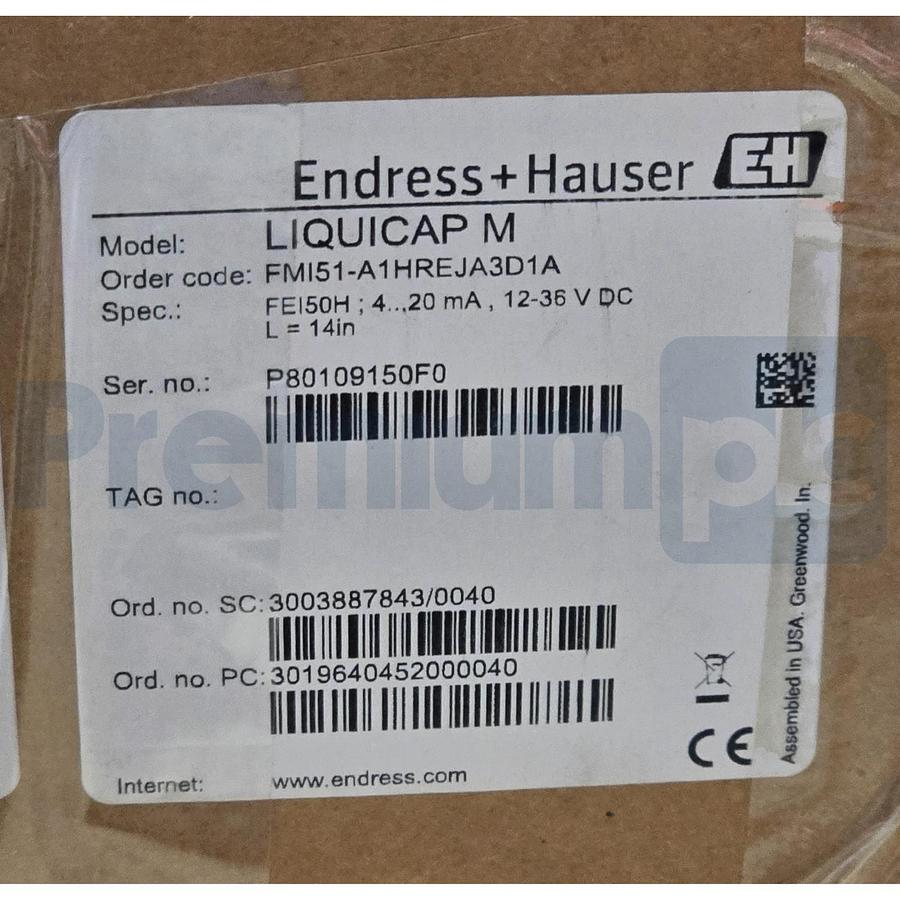 Endress+Hauser Liquicap M FMI51 Capacitance Level Transmitter | FMI51-A1HREJA3D1
