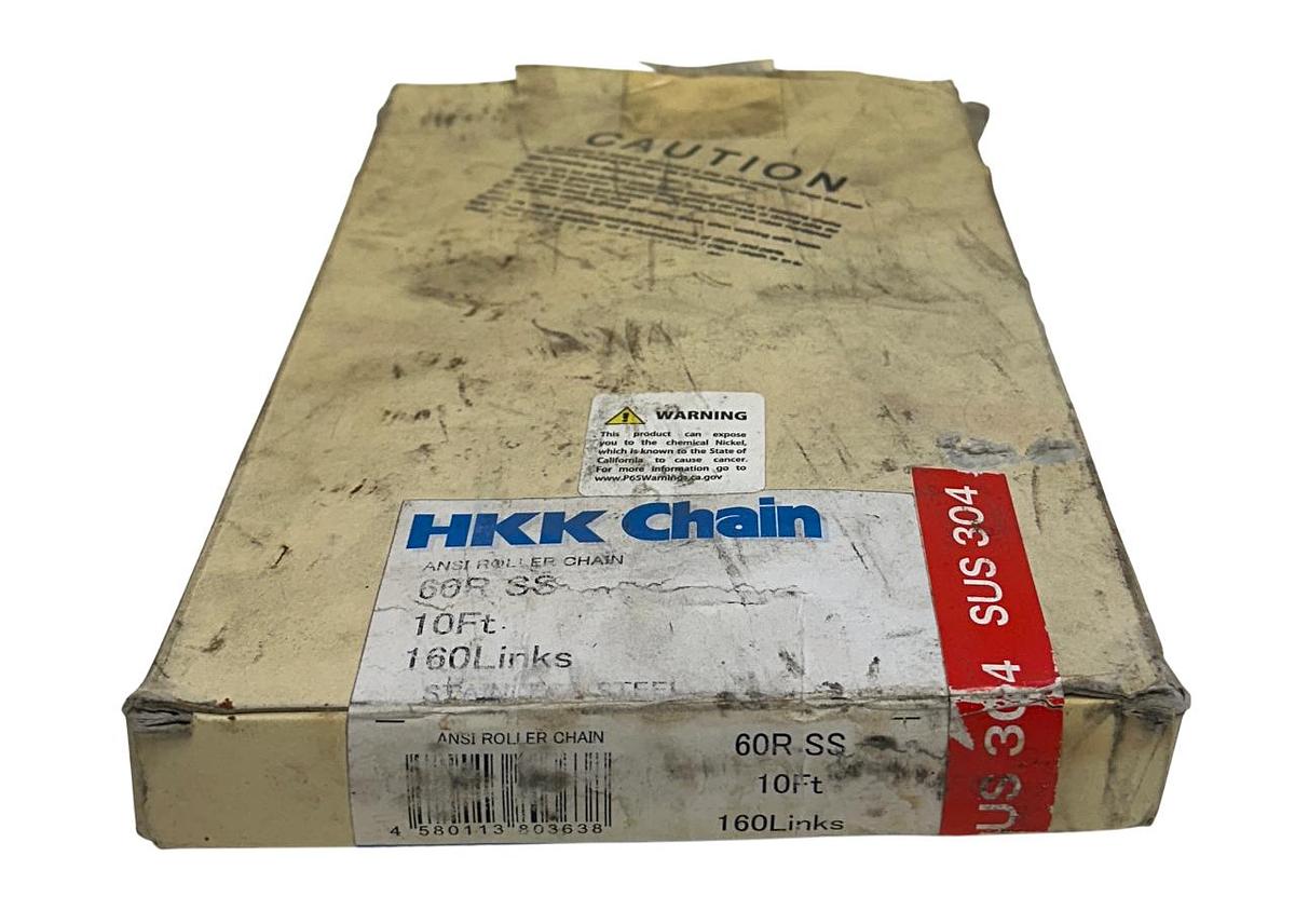 Used HKK CHAIN 60R-SS / 60RSS ANSI ROLLER CHAIN 10FT 160 LINKS 304 STAINLESS NSMP