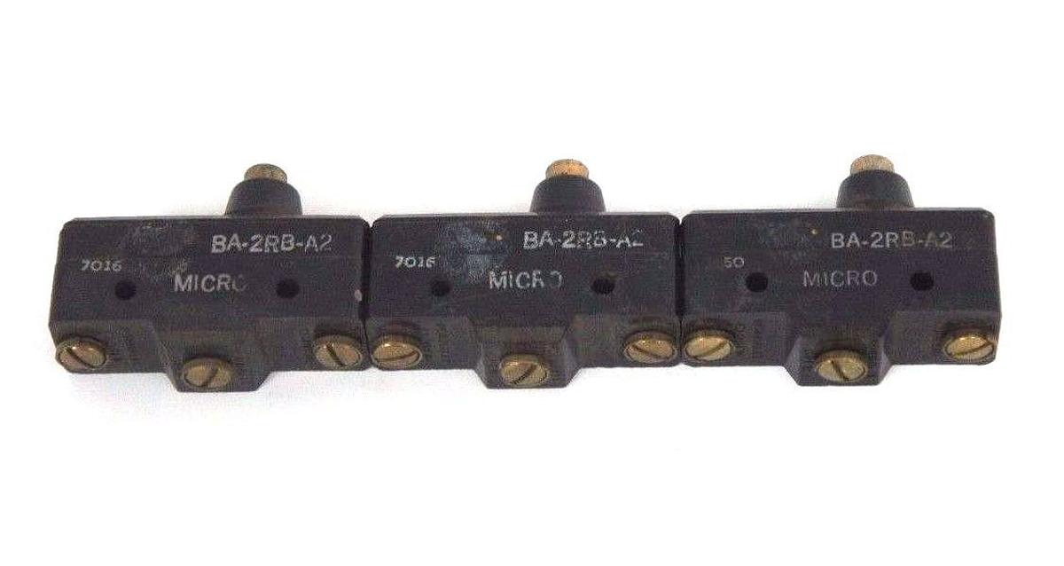 Used LOT OF 3 HONEYWELL MICROSWITCH BA-2RB-A2 PLUNGER BASIC SWITCHES